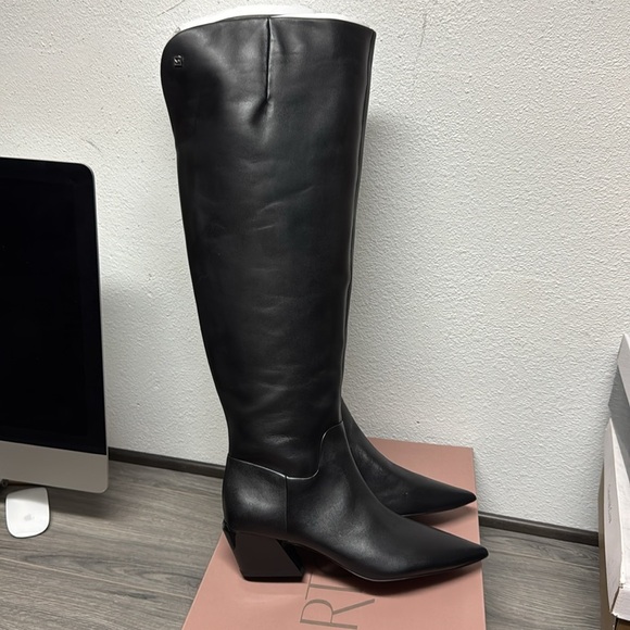 Franco Sarto Gwyn Knee High Boot In Black Leather (WIDE CALF) - Picture 7 of 11